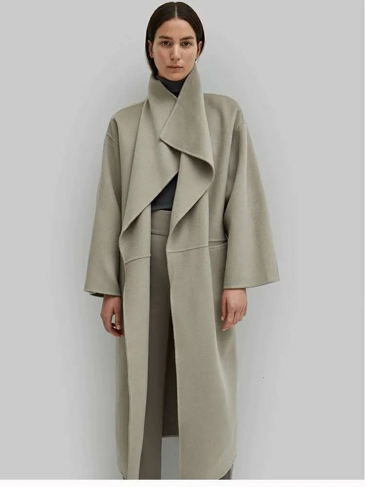 Cashmere coat womens 2024 autumn and winter retro simple medium long style lapel doublesided highend wool women 241225