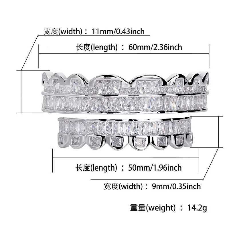 Double Layer CZ Bling Teeth Grillz Top Bootom Dental Mouth Punk Teeth Cs Cosplay Party Tooth Rper Hip Hop Jewelry TG043XJ241225
