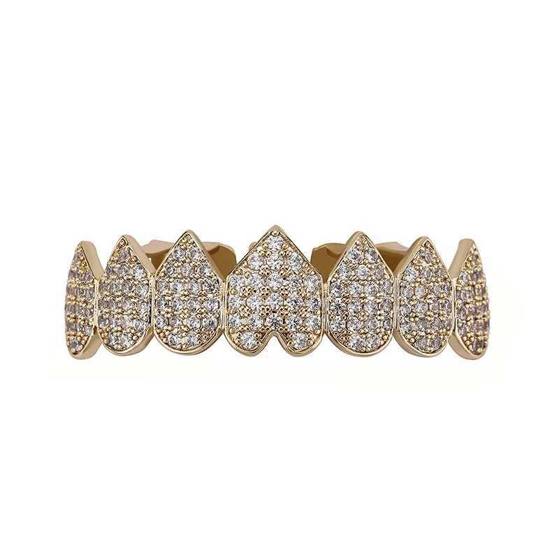 DIY Fshion Hip Hop Gold Silver Colour d Out CZ Teeth Grillz Top Bottom Men Women Jewelry Tooth Gem Grillz Y2kXJ241225