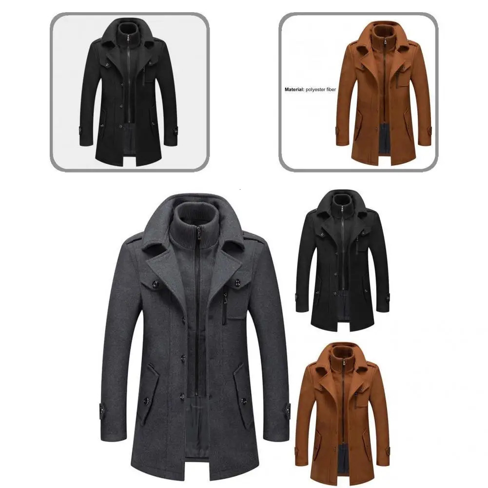 Jacket Double Collar Male All Match Zipper Buttons Coat Men for Travel 241224