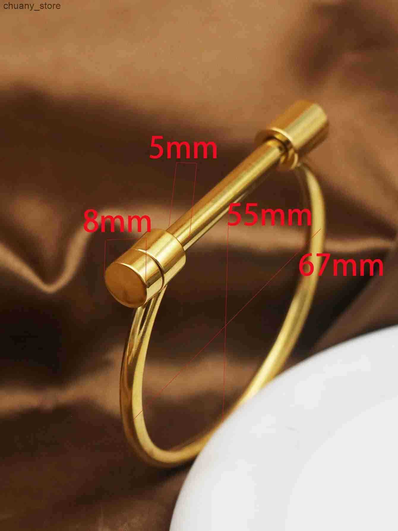 Chain No fade 316L Stainless Stee s Bangles Women Cuff Female Metal Screw Brand Design Ladies Wrist Jewery L240910