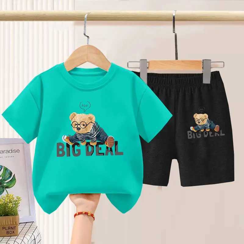 Clothing Sets Summer Baby Girl Clothes Children Short Sleeve T-shirts and Shorts 2 Pieces Set Kid Cartoon Printed Top Bottom Outfits TracksuitY2412254