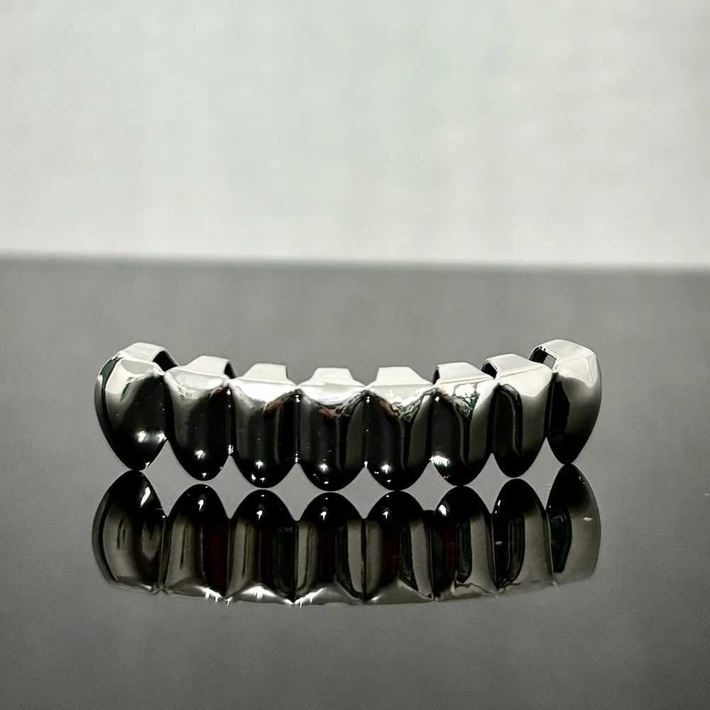 RACHELZ Gold Silver Color Glossy Bottom Teeth Grillz Braces Hip Hop 8 Tooth Cs For Women Men Jewelry Cosplay Dental GrillsXJ241225