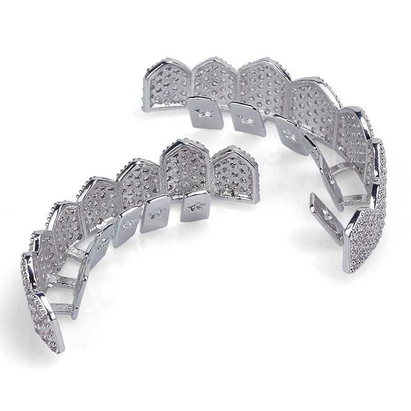 AZ d Out Grillz Teeth Gold Silver Color Bling Grills Tooth Jewelry For Men Women Hip Hop Top Bottom Cs Goth JewelryXJ241225
