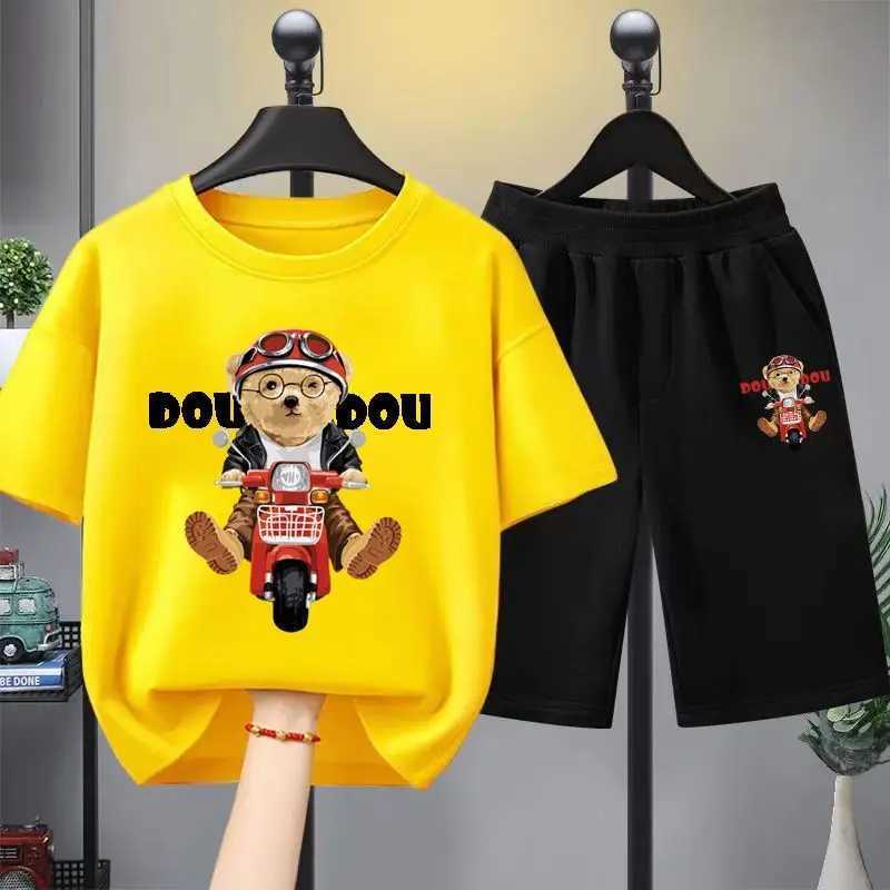 Clothing Sets Summer Baby Boy Clothes Set Children Girls Cartoon Bear Printed T-shirts and Shorts 2 Pieces Suit Kid Casual Top Bottom OutfitsY2412258U