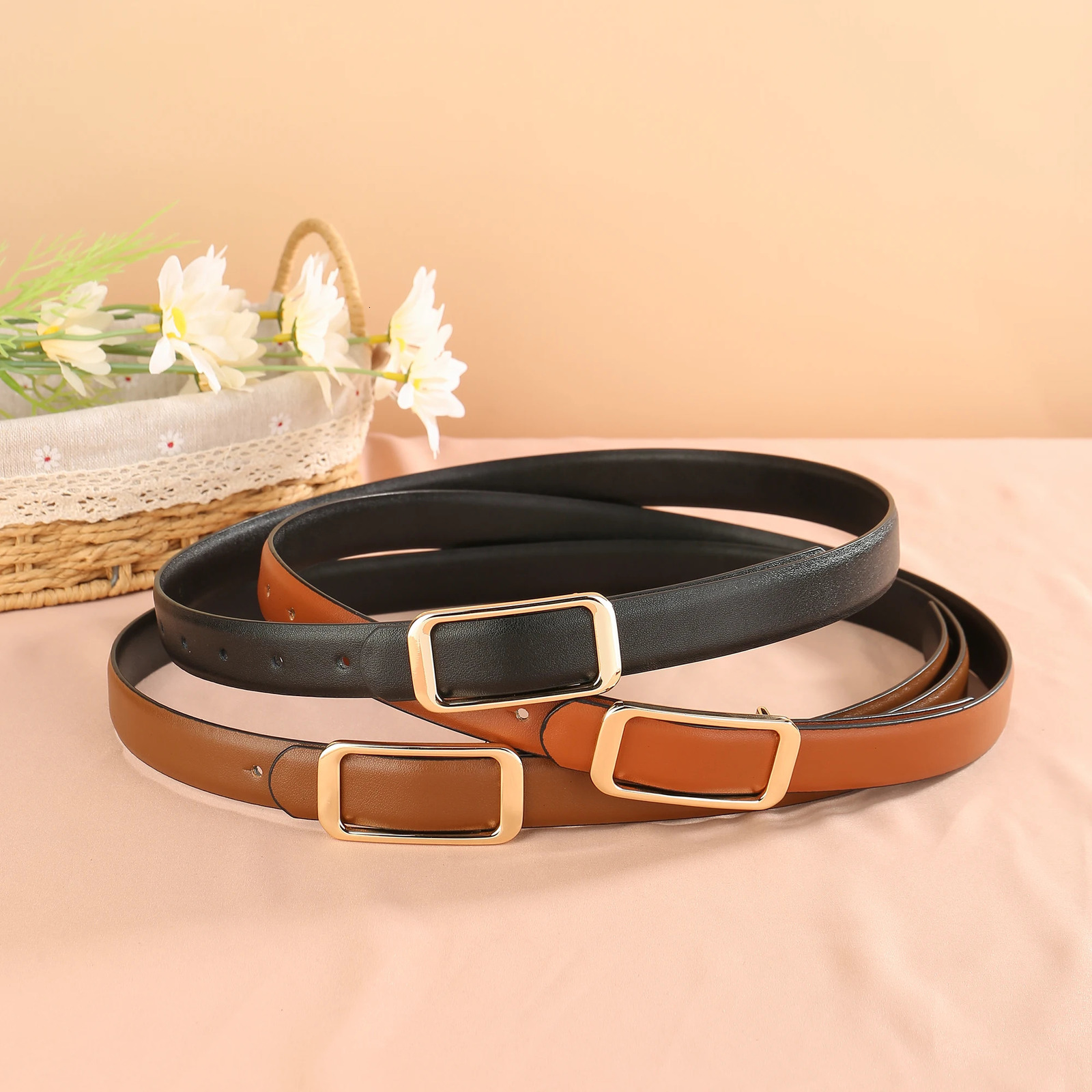 2025 Double sided Belt Width 23mm Fashion Dress Jeans Womens Belt 241225