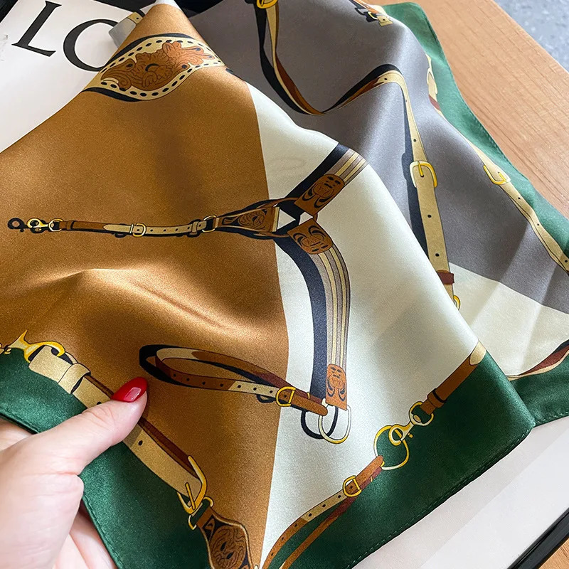 Shawl faux Real Silk Square Scarf Women Hair Ribbon Headband Wrap Ladies Neck Tie Neckerchief Wrist 241225