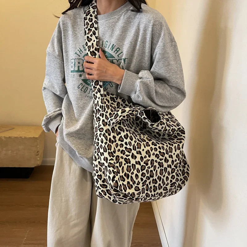 Leopard Korean Fashion Big Crossbody Bags for Women Travel Handbag Lady Shopper Shopping Shoulder Bag Bolsa Feminina 241224