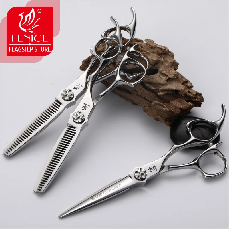Fenice 6 inch Cutting Thinning Styling Tool Hair Scissors Set Salon Hairdressing Scissors Shears Traceless/V-shaped teeth Blades 241225