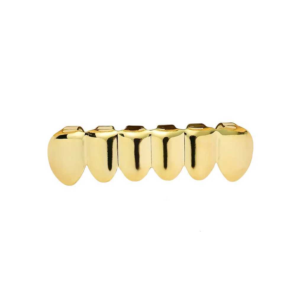 Hip Hop Gold Plated Teeth Grillz Set Top Bottom Tooth Grills Dental Mouth Punk Teeth Cs Cosplay Party Rper JewelryXJ241225