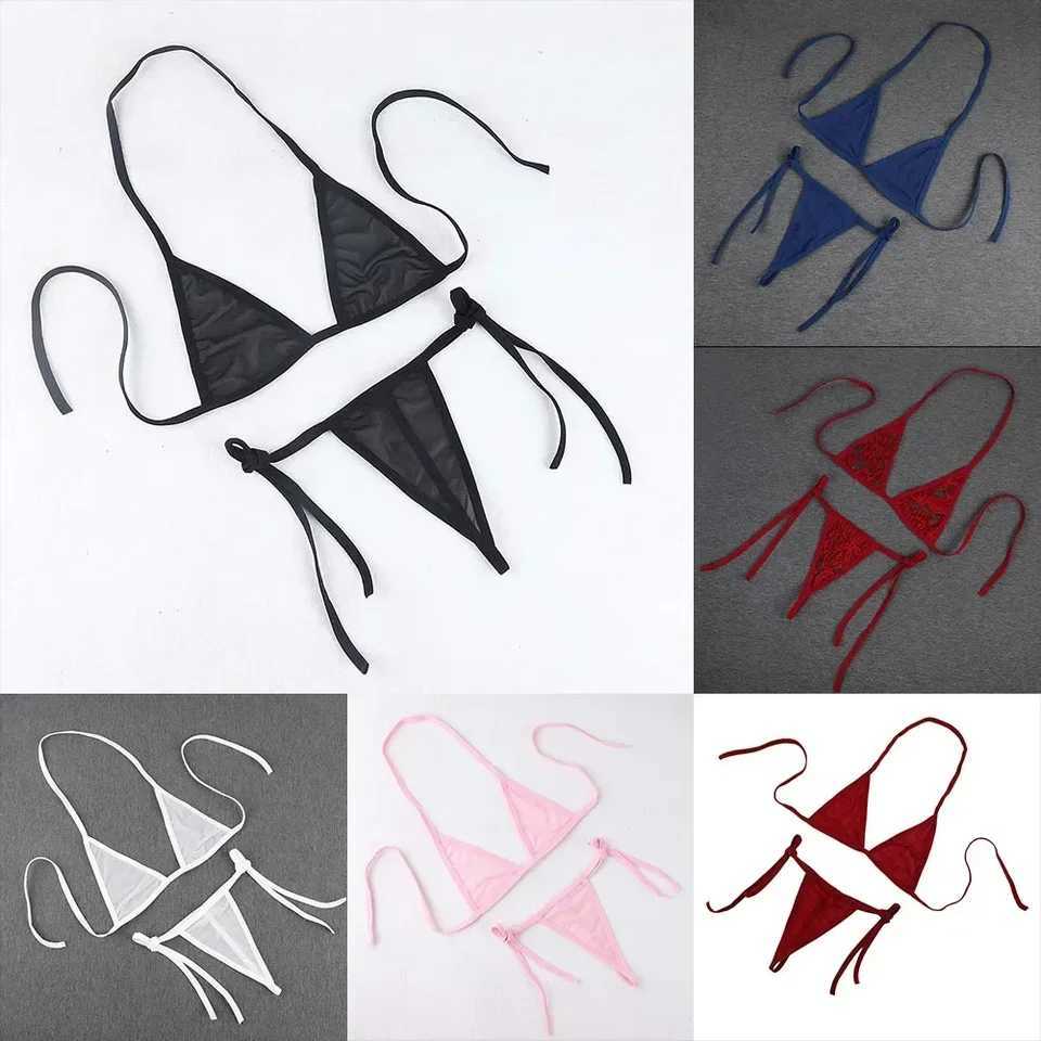 Womens sexy lingerie bikini swimsuit two-piece bra with tie edge thong beachwearW241225