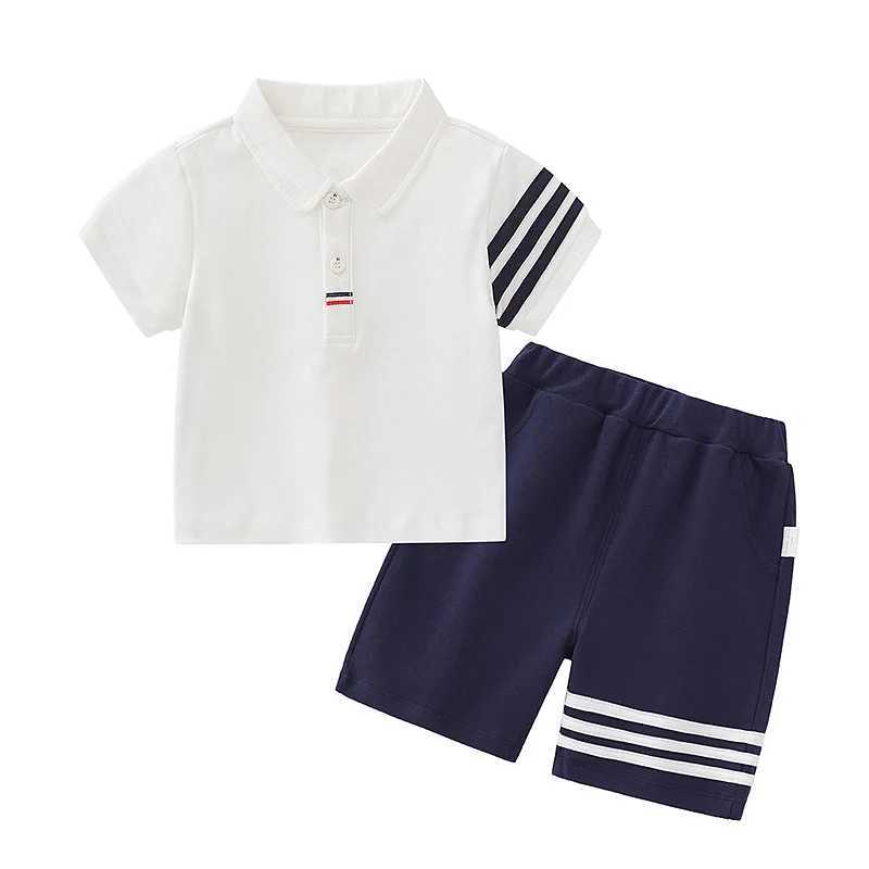 Clothing Sets Summer Teenage Boy Clothes Set Children Girl Laper Polo Striped T-shirts Shorts 2pcs Suit Kid Top Bottom Outfits TracksuitY241225C14M