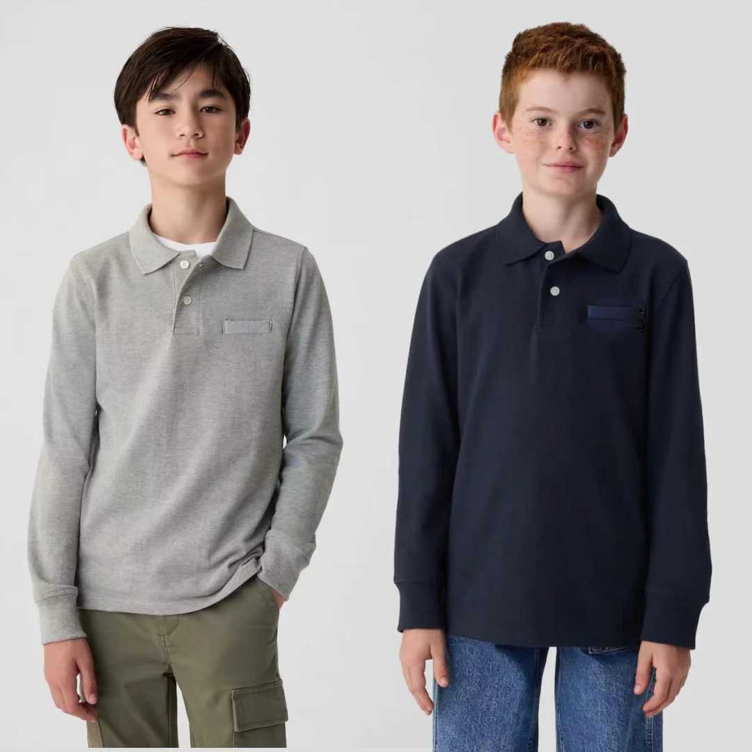 Kids Cotton Uniform Polo Shirt Thicken Warm Winter Full Sleeve Solid Color Boys Tops Fashion Children Turn Down Collar ShirtsXJ241225
