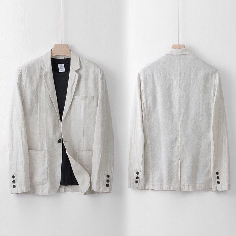 3071 Comfortable Men's Loose Fit Fall Suit with Cotton & Linen Fabric