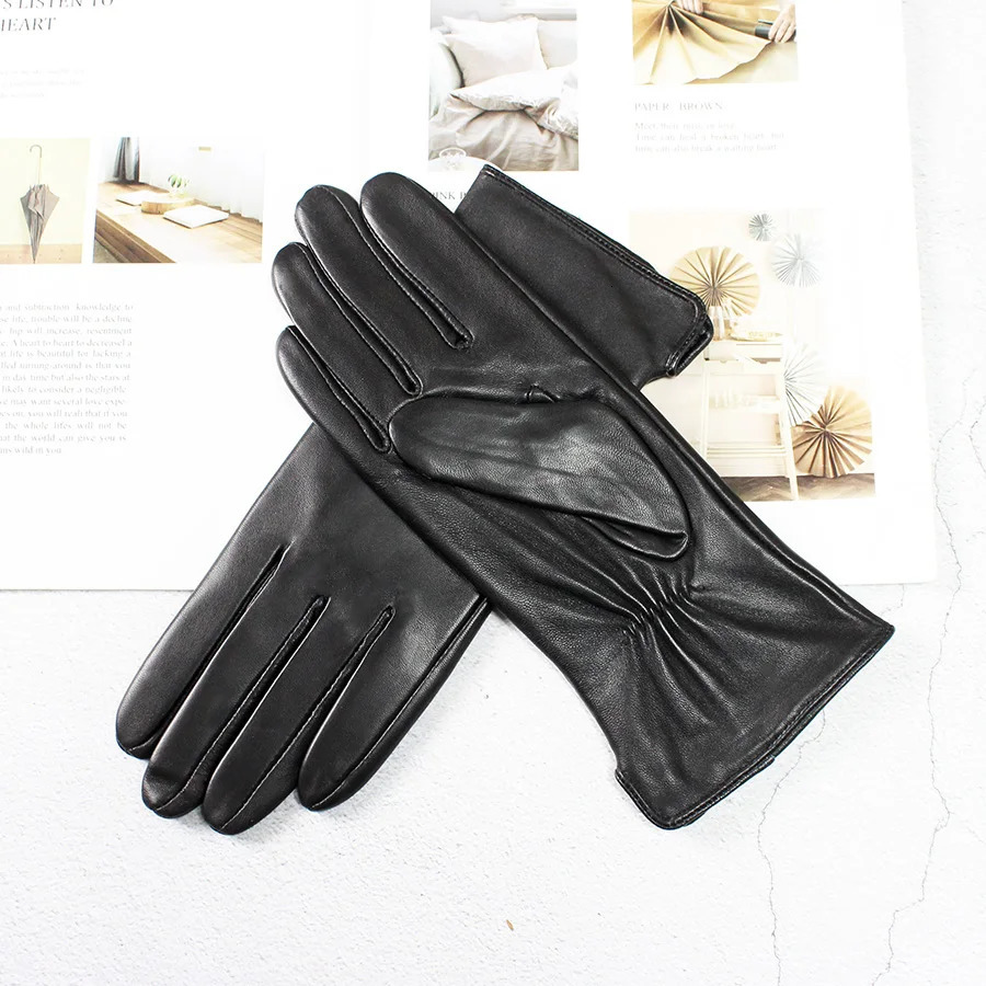 Color Sheepskin Gloves Womens Genuine Leather Fashion Straight Wool Lining Spring and Autumn Warm Outdoor Travel Driving 241225