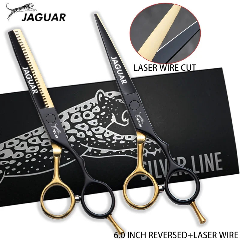 Hair Scissors Professional 6.0 Inch Barber Hairdressing Cutting Thinning Set Reversed Scissors Laser Wire salons shears 241225