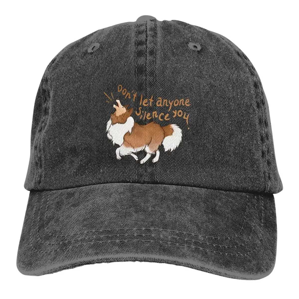 Barking Shelly Shetland Shepherd dont let anyone silence you baseball cap toe cap sheepdog mens sun hat W241225