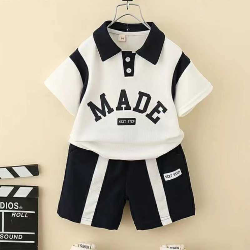 Clothing Sets Summer Baby Girls Clothes Set Children Lapel T-shirts and Shorts 2 Pieces Suits Kid Printed Letter Top Bottom Outfits TracksuitsY241225Z