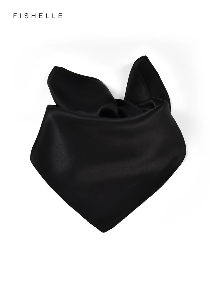 Solid color black pure silk scarf headscarf handkerchief lady scarves foulard small hijab wrap neck scarf women spring autumn 241225