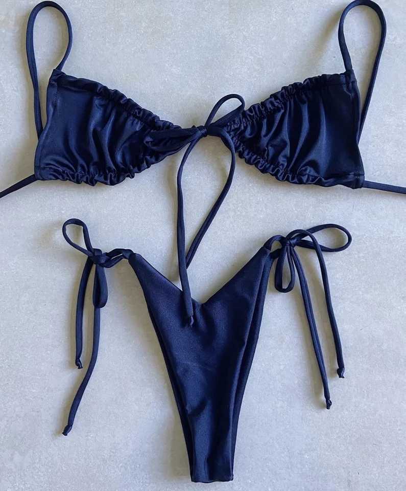 2020 Womens Swimsuit Ring Bikini Double sided Solid Color Swimsuit Sexy Bikini Pool Party Basic NewW241225