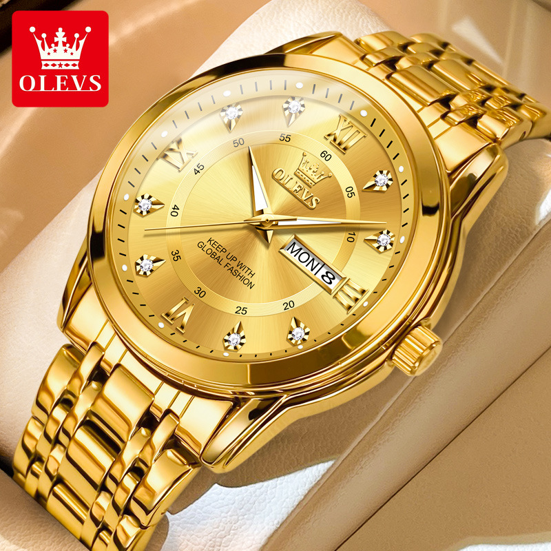 OLEVS Mens Watches Classical Trend Quartz Wach for Man Oirginal Movement Waterpoof Stainless Steel Luminous Week Date Display 240717 - view 6