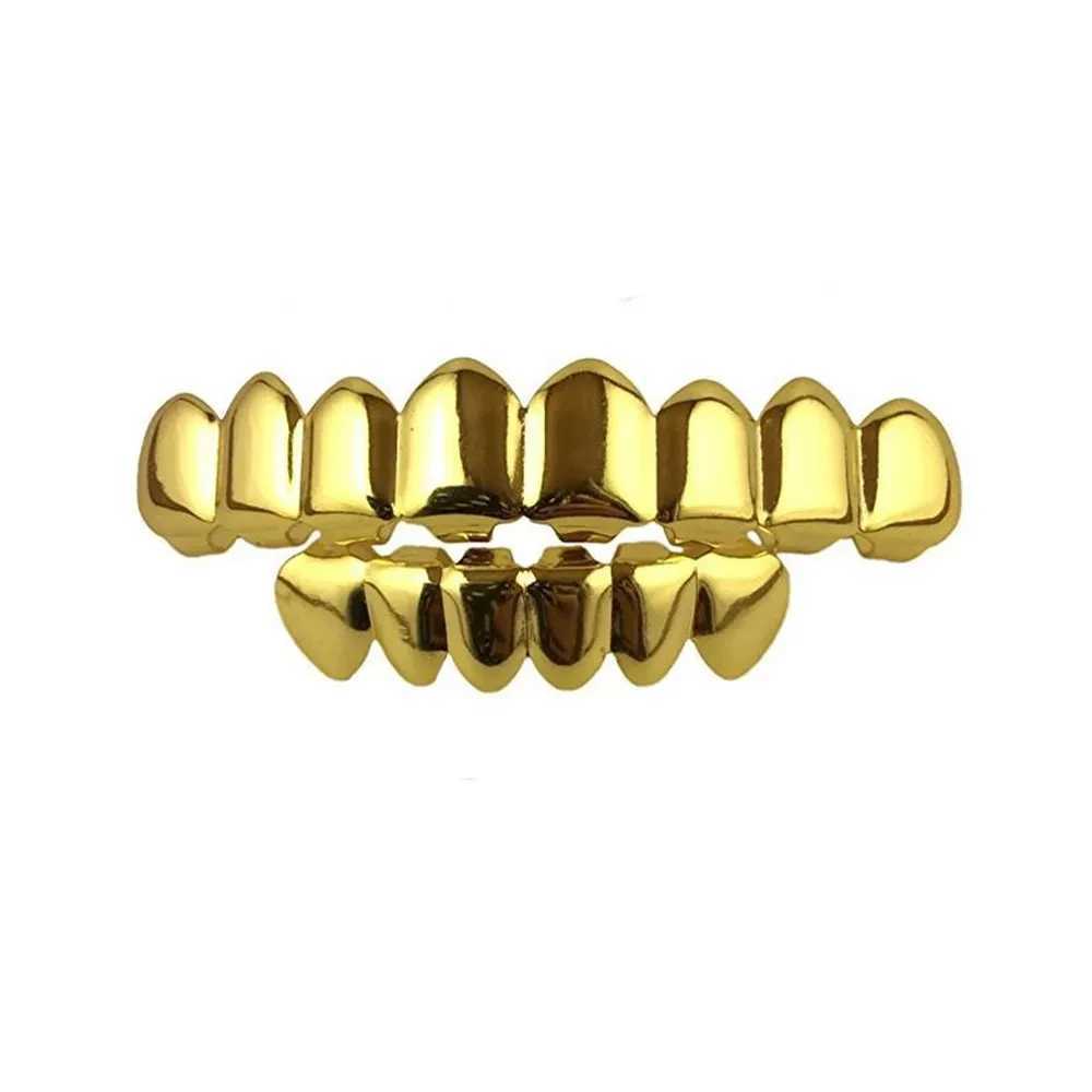 RACHELZ Hip Hop 8/6 Teeth Grillz Gold Silver Black Color Tooth Cs Top Bottom Braces For Women Men Halloween JewelryXJ241225