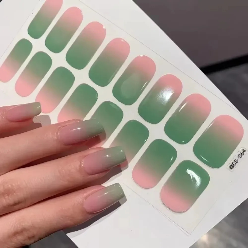 Semi-cured Gel Nail Stickers Solid Color Nail Semi-baked Tips Full UV Nail Need Decals Paste Lamp N0R7 Ideal Gift Beauty Tool 241225