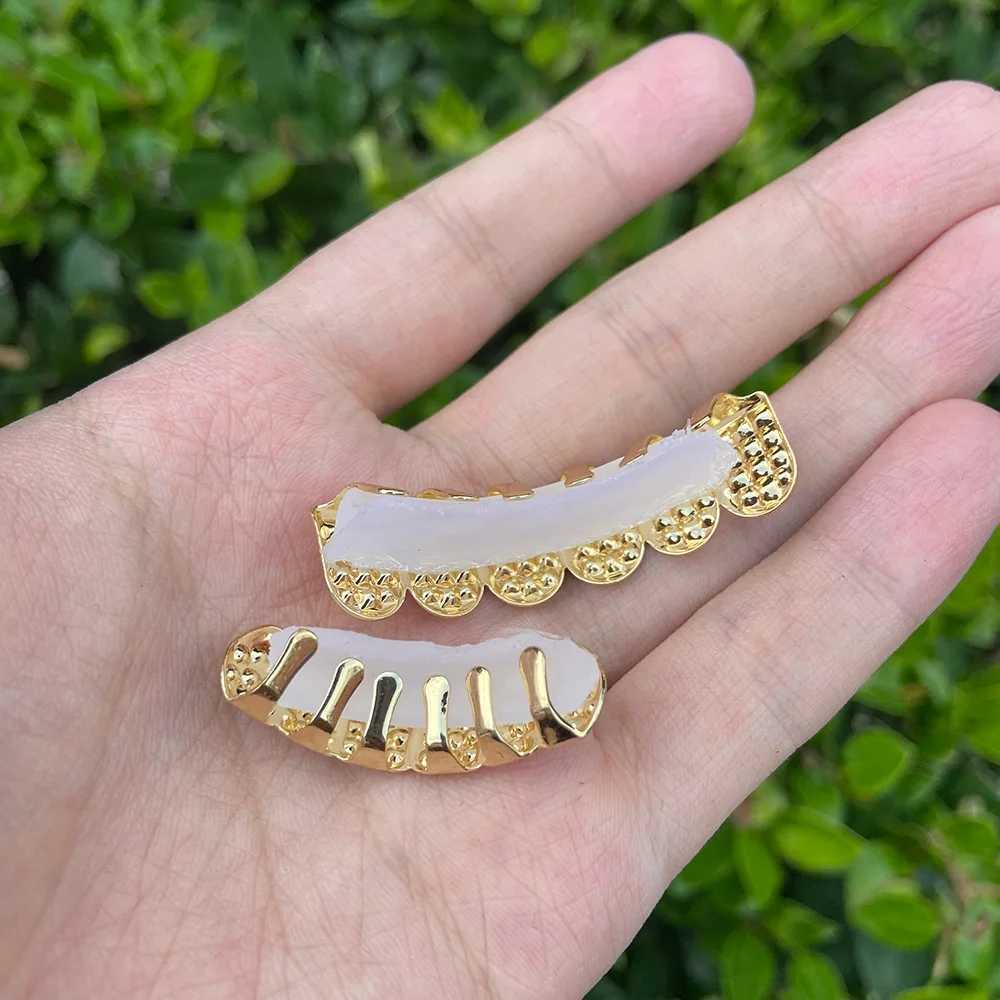 YOUNGX Hip Hop Czech Zircon Teeth Grills Gold Silver Color CZ Stone Tooth Cs For Women Men Jewelry Dental GrillsXJ241225