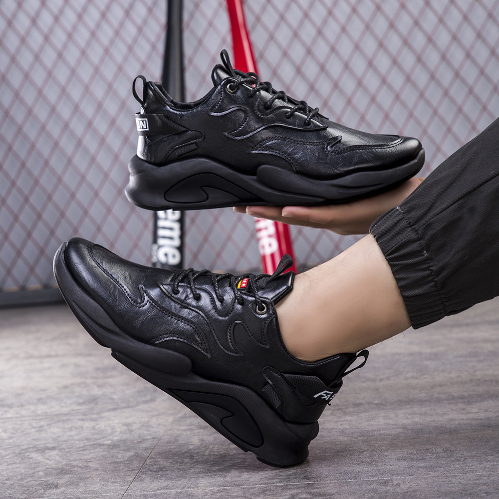 Men Sports Fashion Thick Sole Solid Color Trendy Running Training Plush Warm Designer Shoes Sneakers Triple Black Coffee fashion