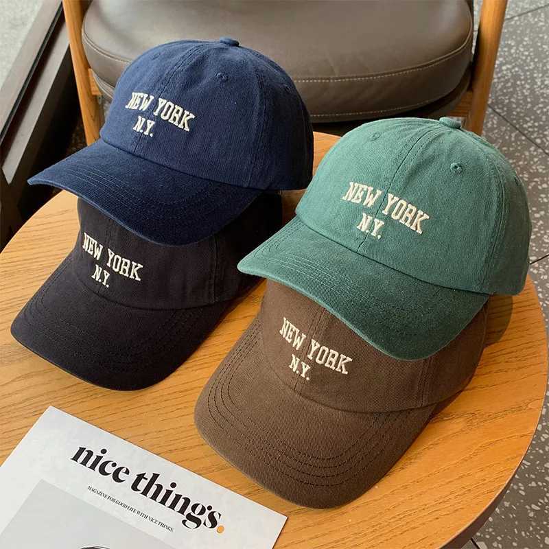 New York Alphabet Baseball Hat Retro Solid Color Adjustable Snap Back Foot Hat Womens Street Mens Hip Hop Hat W241225