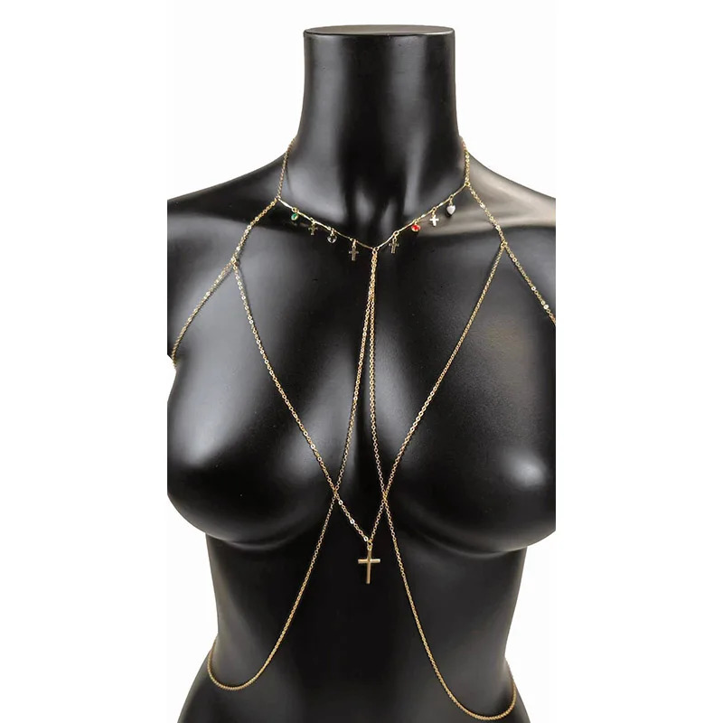 Cross Necklace Body Chain Waist Chain for Women Body Jewelry Chain Sexy Party Bikini Fashion Dress Y2k Accessories Pendant Goth 241225