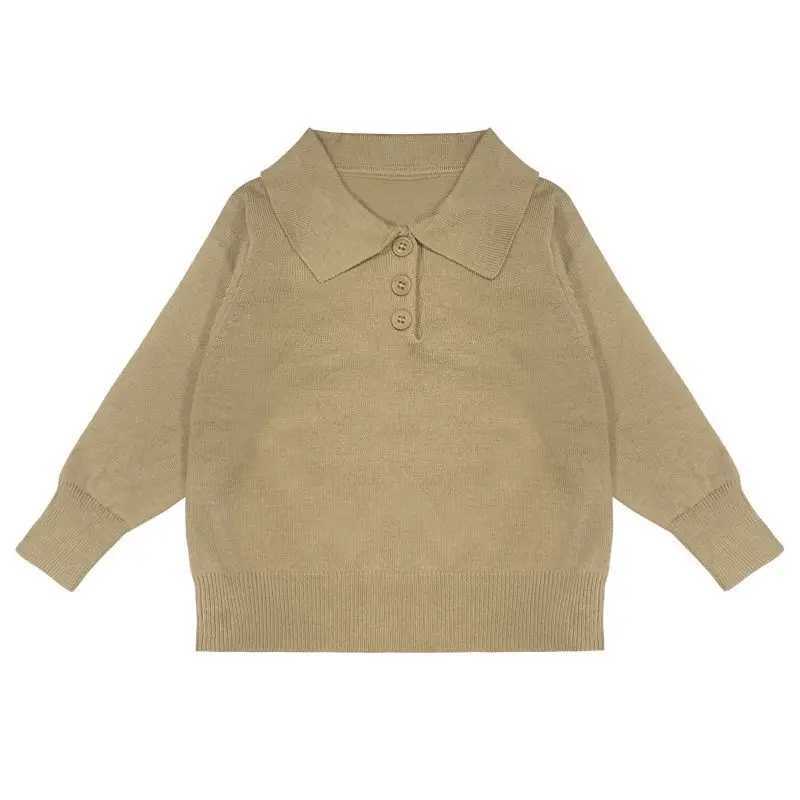 Boys Spring And Autumn Sweater 2023 New Childrens All-match Polo Small Lapel Knitted Shirt For Boys Girls Base Shirt Baby TopsXJ241225