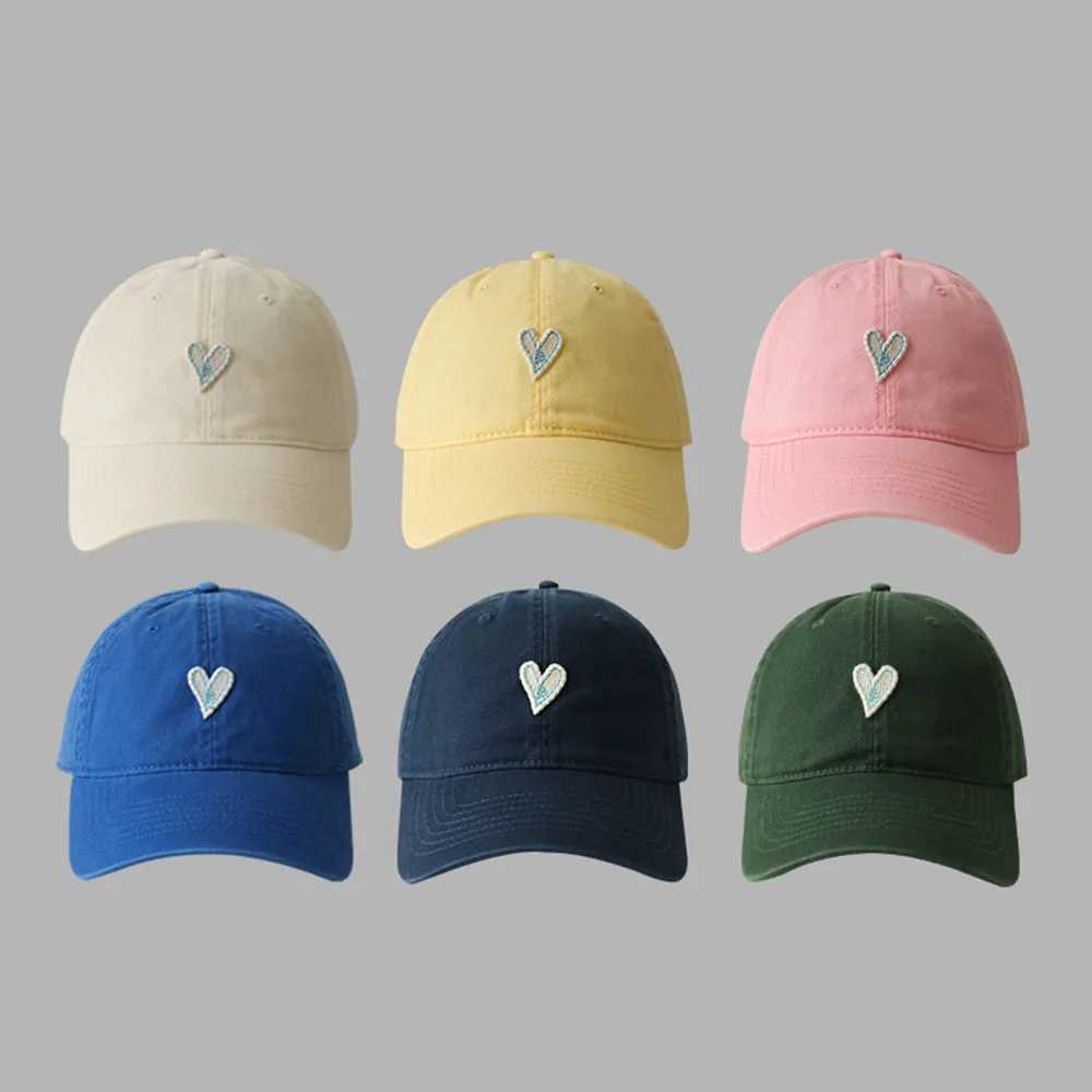 Retro Love Heart Baseball Hat Womens Heart Embroidered Wide Brim Hat Soft Top Sunshade Hat Outdoor Sports Sunshade Hat W241225