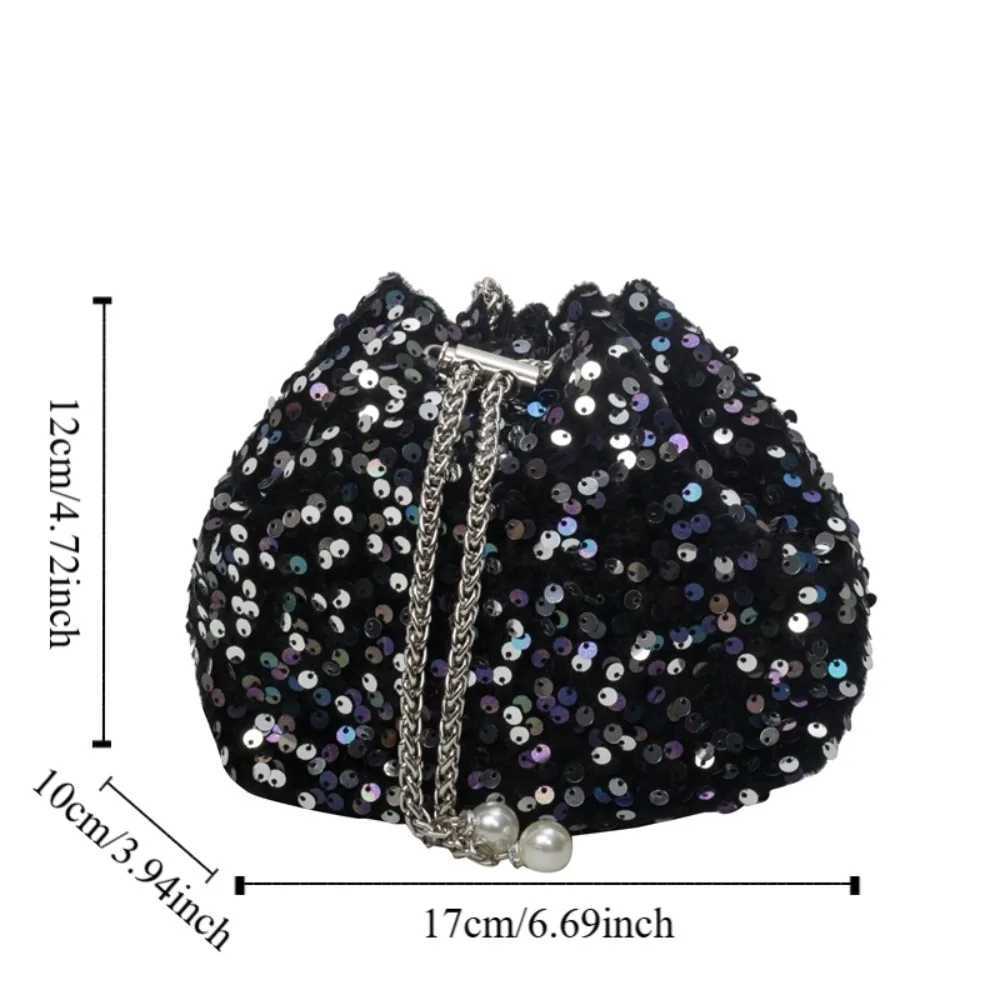 High Quality French Sparkling Banquet Bag Handbag Metal Chain Tassel Cross Body Bag Mini Wallet Glitter Shoulder Bag T241225