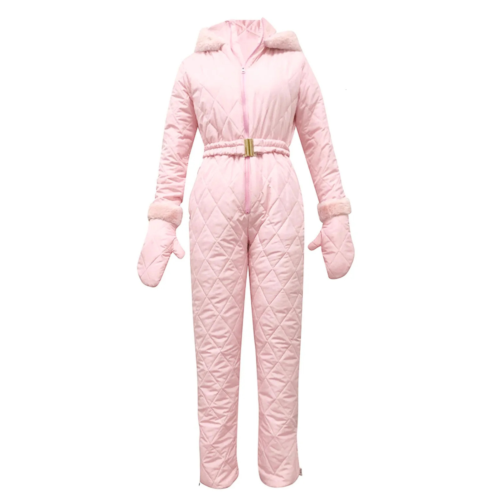 Women Skisuit Thick Sports Snowboard Suit Solid Outdoor Zipper Ski Jumpsuit And Romper for Casual Glitter Flare Clothes 241225
