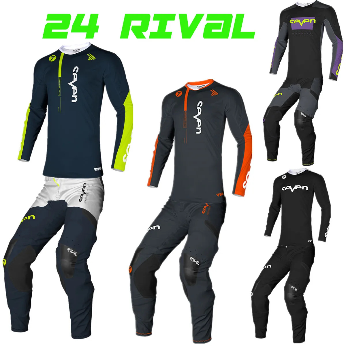 2023 Seven Gear Orange Rival Off Road Motocross Jersey Set Dirt Bike Suit MX Clothing Moto Combo