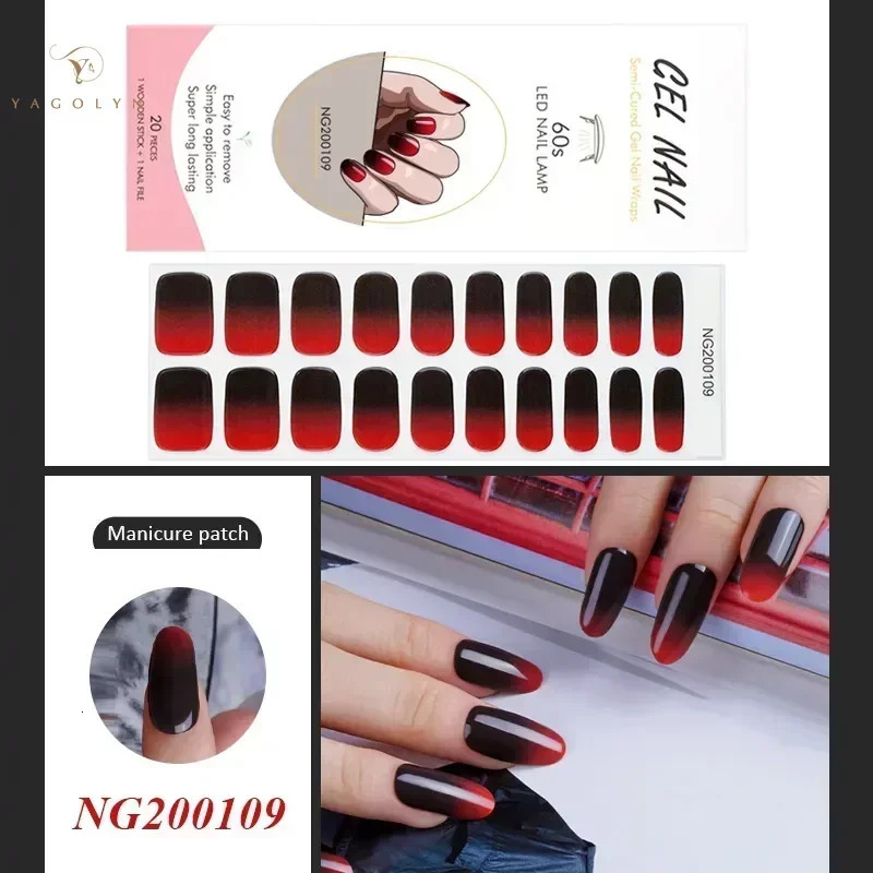 16/20/22Tips French Gel Nail Strips Patch Sliders Adhesive Waterproof Long Lasting Full Cover Gel Nail Stcikers UV Lamp Need 241225
