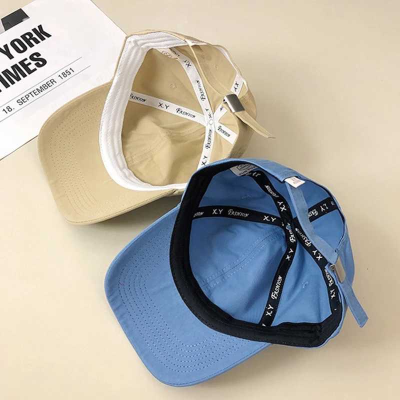 Solid color retro womens baseball cap cotton letter embroidered sun hat adjustable casual mens sports leather hat W241225