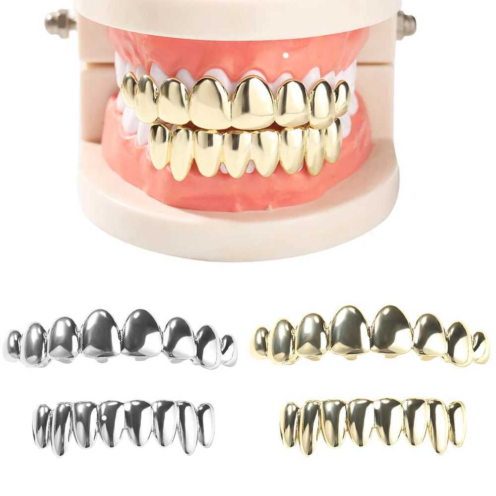 Hip Hop Gold Plated Teeth Grillz Cs Gold Plated Top Bottom Charm Grills For Men Women Jewelry Cosplay Xmas GiftXJ241225