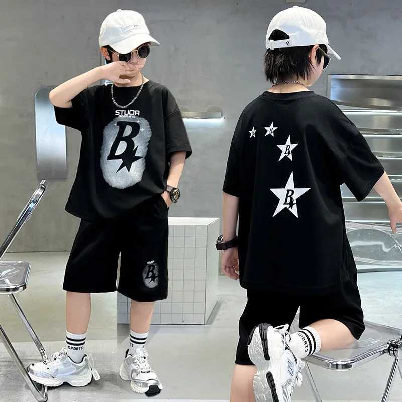 Clothing Sets Summer Fashion Children Boy Clothes Set Teenage Letter Printed T-shirts and Shorts 2pcs Suit Short Sleeve Top Bottom OutfitsY241225R7J1
