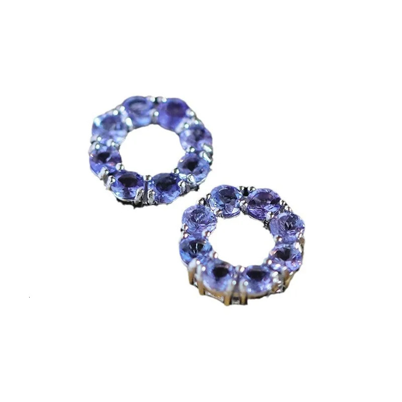 Tanzanite zircon 925 sterling silver stud earrings original donut women frenchhigh high-end earrings wholesale 241220