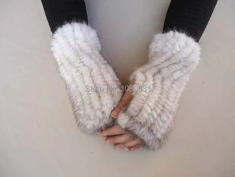 Women fashion fur gloves Mink knit gloves High density knit warm gloves 241225