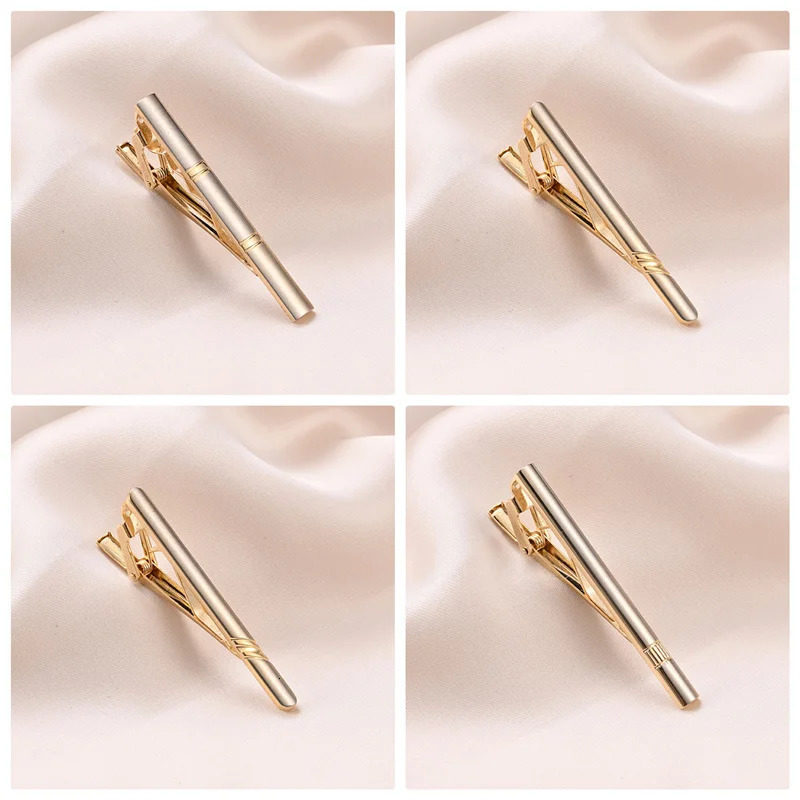 8 PCS Gold Color Tie Clips Set With Gift Box Wedding Guests Gifts For Man Shirt Cufflinks Mens Gift Jewelry For Husband 241225