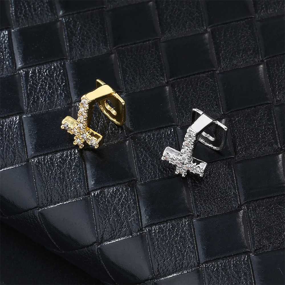 D Z Hip Hop Single Cross Teeth Grillz For Men Women Fashion d Out CZ Stones Charm Grills Dental Mouth Punk Teeth JewelryXJ241225