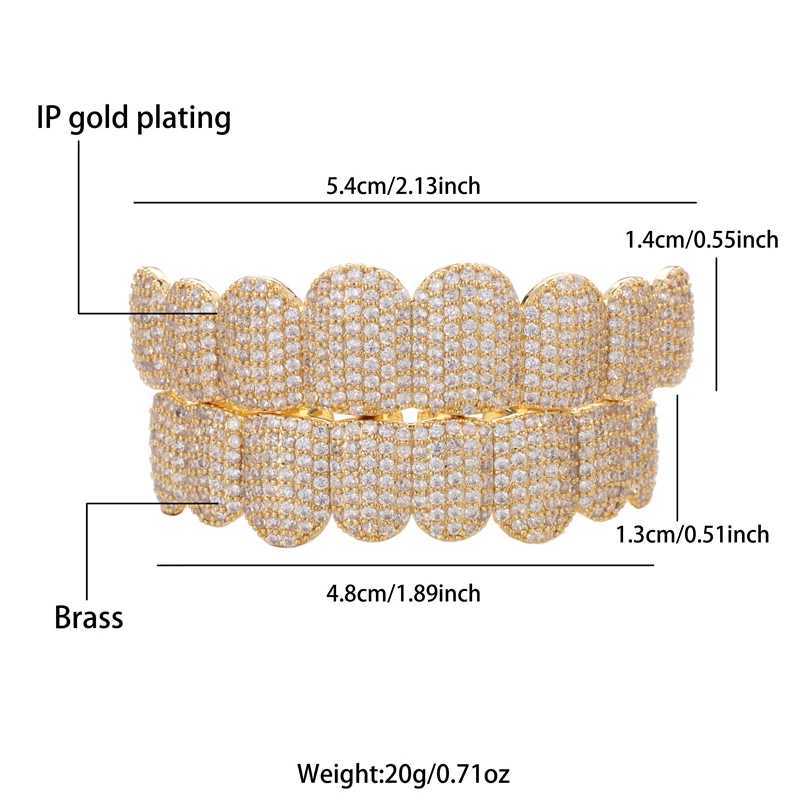 Hip Hop Full CZ Stones Teeth Grillz Cs Cubic Zircon d Out Micro Pave Top Bottom Charm Grills For Men Women JewelryXJ241225