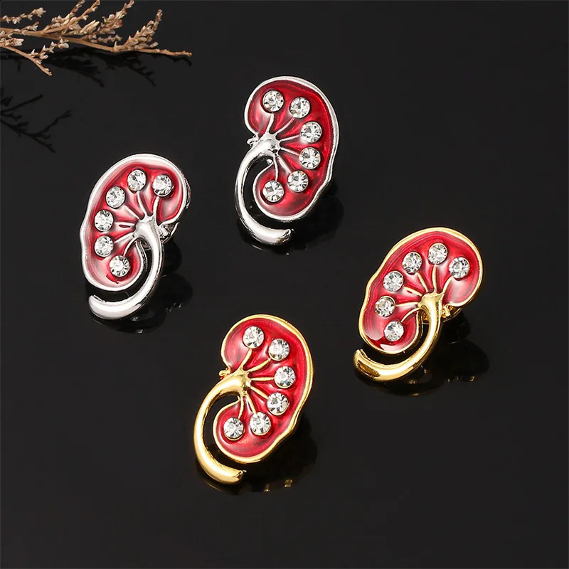 Wholesale 10Pcs/Lot Red Kidney Crystal Enamel Pin Gift Doctor Nurse Brooches Jewellery Accessories Badge 241224