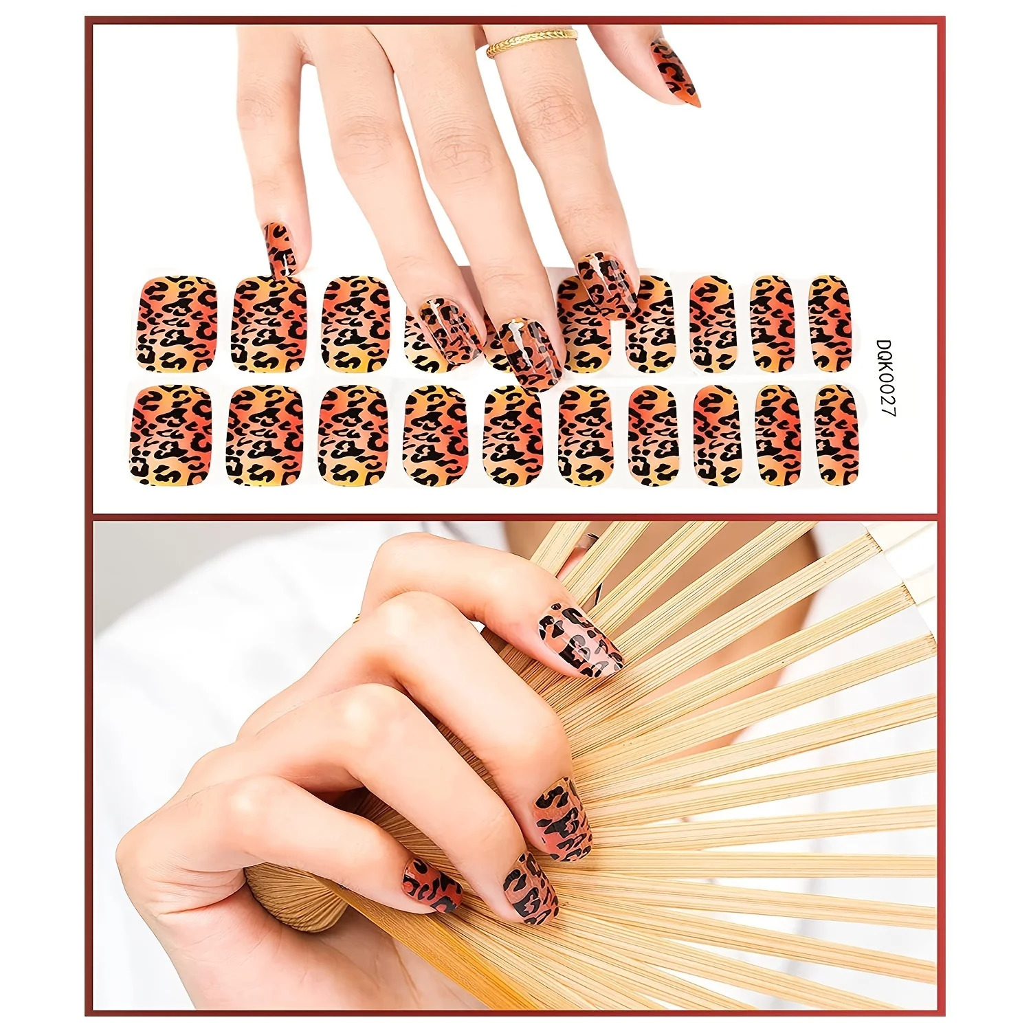 20-finger leopard print Nail semi-curing Gel sticker Cuticle stick Nail file Nail wipes UV light 241225