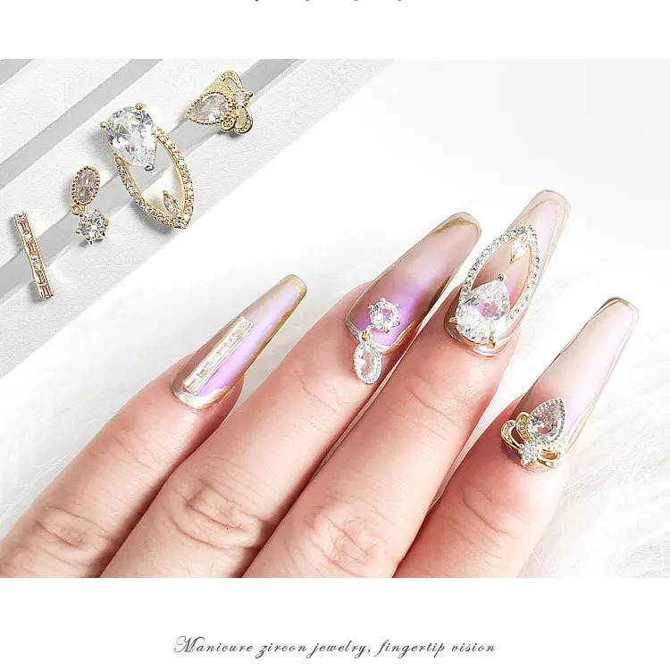10pcs/lot 3D Wreath Zircon Crystals Alloy Rhinestones Jewelry Nail Art Decorations Nails Accessories Charms Supplies G0903 241225