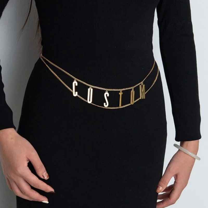 Custom Name Dress Belly Chain Personalized Letter Number Sign Sentence Party Waist Chain Bridesmaid Wedding Gifts 241225