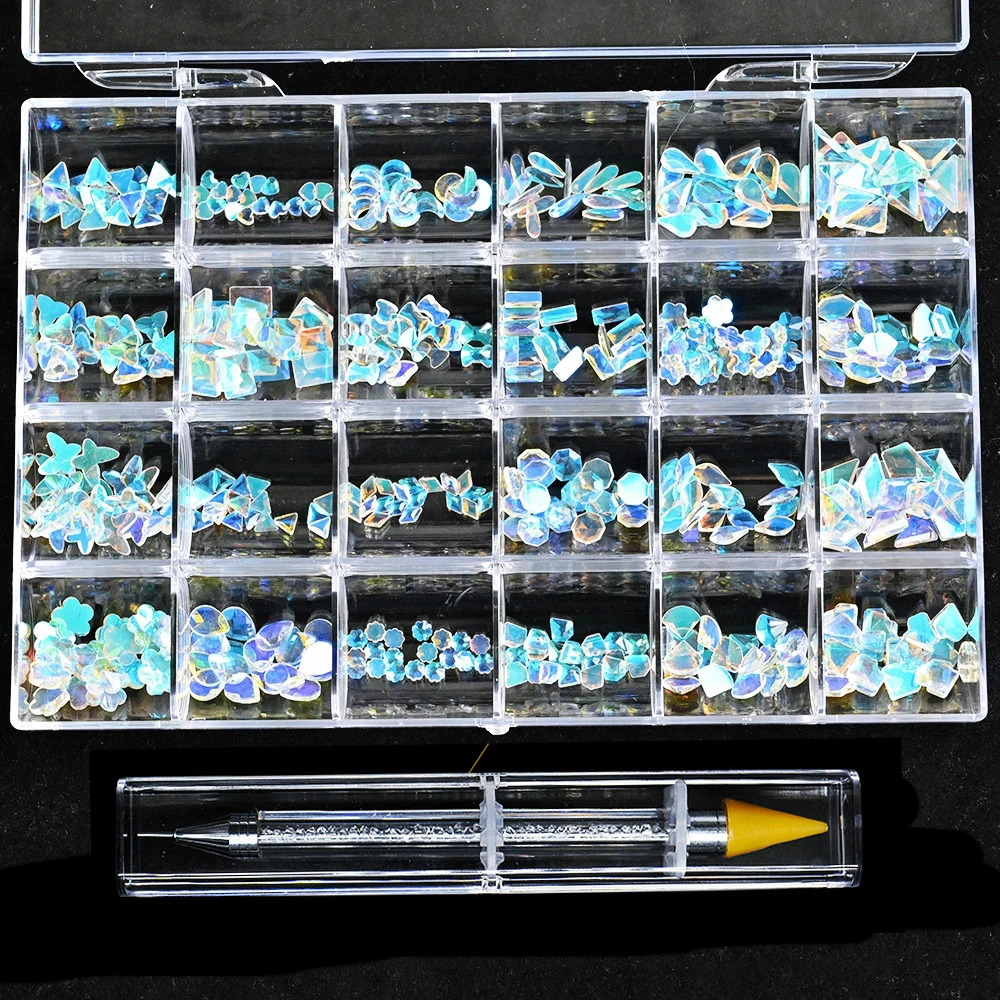 Nail Rhinestone Set 480pcs/Box With One PC Dot Pen Crystals AB DIY Rhinestones Gold Bottom Glass Stones For Nail Art Accessories 241225